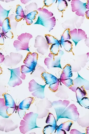 Achat Immédiat Jersey coton Papillons Ginkgo | Glitzerpüppi– blanc