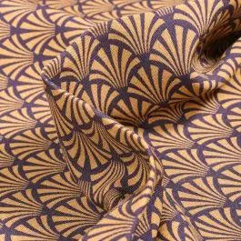 Produit De Marque Tissu Viscose Arty Khol sur fond Aubergine - Par 10 cm