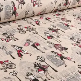 Commander Vite Tissu Toile de Coton Shopping day sur fond Naturel - Par 10 cm