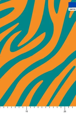 Zébrure bleu canard - Fond orange Petit Prix