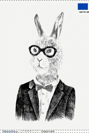 Achat Immédiat Coupon 45x45 cm motif lapin hipster