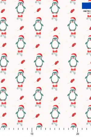 Achat Immédiat Pingouin bonnet de noel- Fond crème