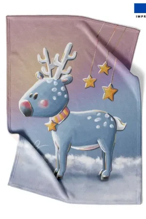 Achat Immédiat Coupon couverture imprimé renne d'hiver - Création Stillistic