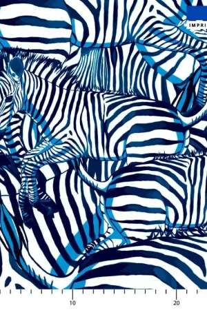 Zèbre bleu - Fond blanc - Création Lou Picault Fait Main