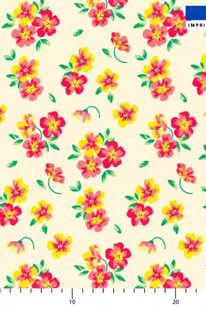 Achat Immédiat Fleur d'été jaune et rouge - Fond beige
