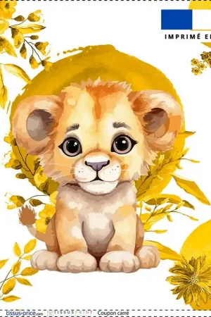 Achat Immédiat Coupon 45x45 cm motif lionceau aquarelle