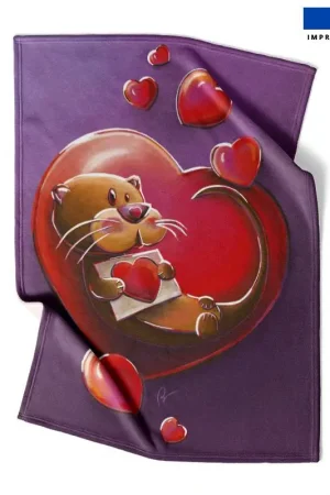 Achat Immédiat Coupon couverture imprimé loutre et coeurs - Création Stillistic