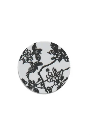Achat Immédiat Bouton fleurs 28mm gris perle et noir