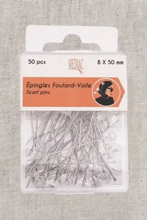 Achat Immédiat Epingles foulard/voile 50mm *50Transparent -