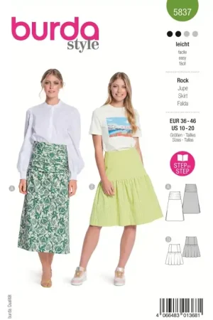 Achat Immédiat Patron Burda 5837 Jupe 36/46