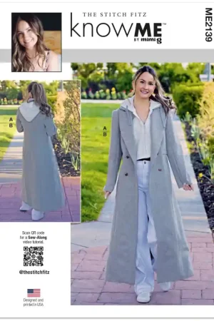 Achat Immédiat Patron KnowMe 2139/Y5 – Manteau croisé et capuche à coudre