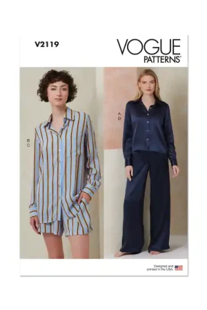 Achat Immédiat Patron Vogue 2119 – Pyjama chemise et bas assortis