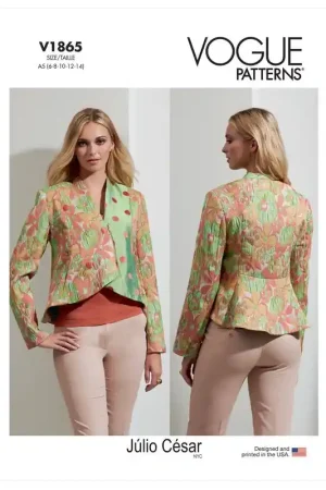 Achat Immédiat Patron Vogue 1865 A5 - Veste courte à fermeture zippée asymétrique