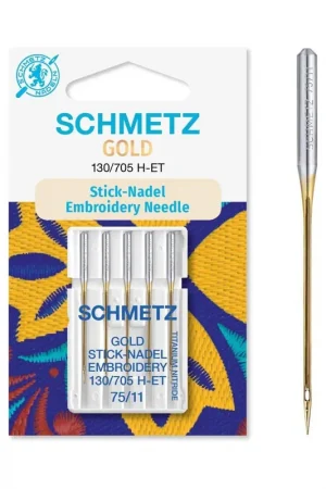5 aiguilles universelles à broder Schmetz Gold 130/705 H-ETtaille 75 Populaire