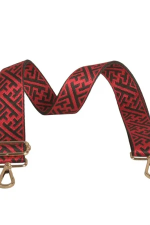 Bandoulière motifs géométriques 4x135cm rouge Livraison Mondiale