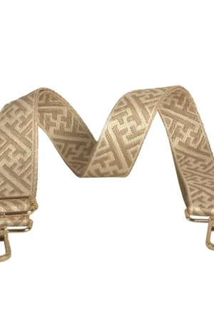 Bandoulière motifs géométriques 4x135cm beige pierre Prix Réduit