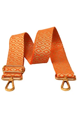 Bandoulière sangle losanges 40x140cm orange et beige Certifié