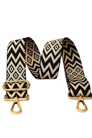 Produit De Marque Bandoulière sangle motifs géométriques 40x140cm noir