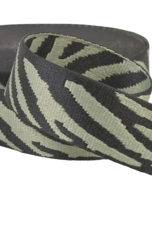 Bobine 14,5m sangle imprimé animalier zèbre 38mm vert amande Paiement Sécurisé