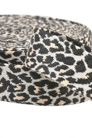 Achat Immédiat Sangle imprimé animalier léopard 38mm noir blanc au mètre
