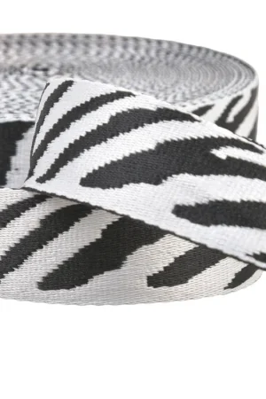 Sangle imprimé animalier zèbre 38mm blanc au mètre Must-Have