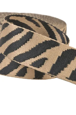 Sangle imprimé animalier zèbre 38mm beige au mètre Soldes