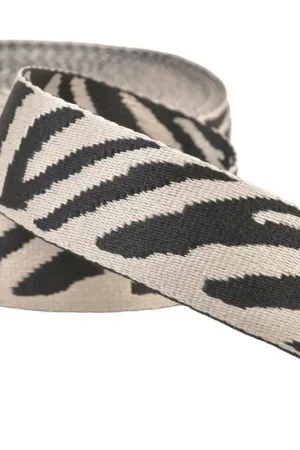Top Vente Sangle imprimé animalier zèbre 38mm écru au mètre
