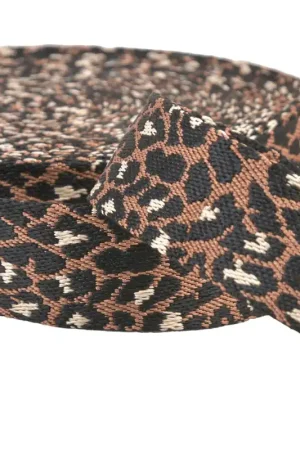 Sangle imprimé animalier léopard 38mm marron chocolat au mètre Fait Main