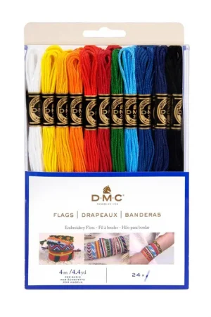 Assortiment de 24 échevettes de fil mouliné DMC- 100% coton Artisanat