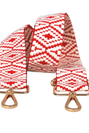 Bandoulière sangle de sac imprimé ethnique 40mmx140cm rouge Meilleur Prix