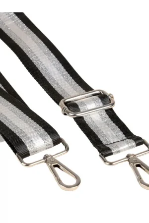 Artisanat Bandoulière sangle bicolore 40x140cm noir/argent