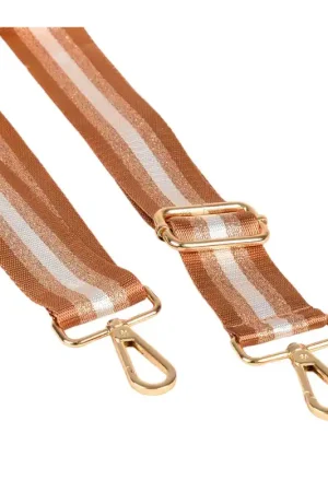 Fait Main Bandoulière sangle bicolore 40x140cm marron/ or