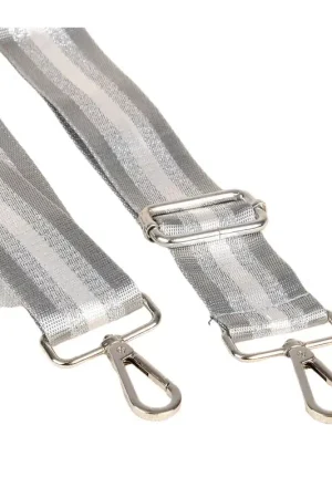 Exclusif Bandoulière sangle bicolore 40x140cm gris/argent