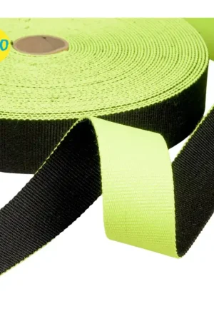 Sangle bicolore réversible 38mm vert fluo/noir au mètre Nouveauté
