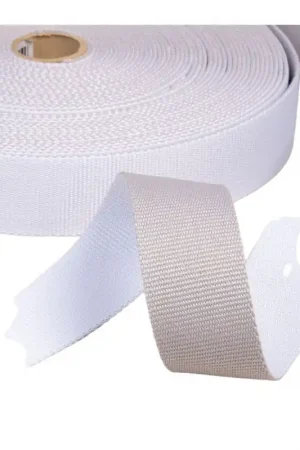 Artisanat Sangle bicolore réversible 38mm gris clair/blanc au mètre