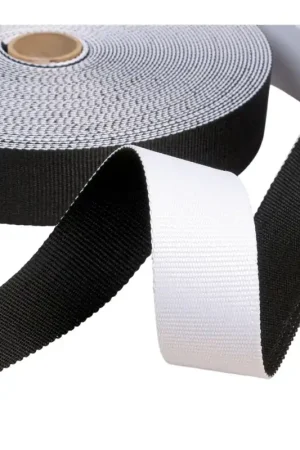 Sangle bicolore réversible 38mm blanc/noir au mètre Expédié Aujourd’hui