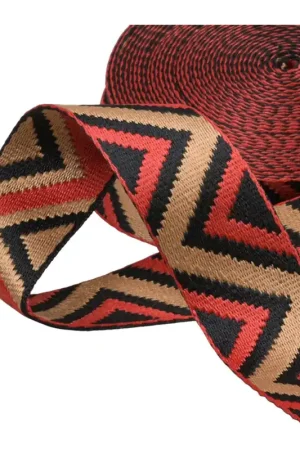 Quantité Limitée Sangle ethnique 38mm rouge/multicolore au mètre