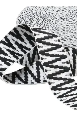Petit Prix Sangle ethnique 38mm noir blanc au mètre