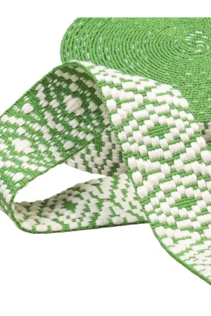 Sangle ethnique 38mm vert/blanc au mètre Nouvelle Collection