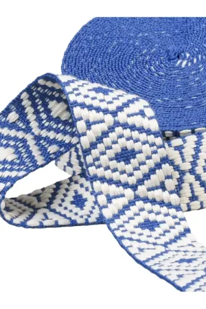 Dernier Modèle Sangle ethnique 38mm bleu marine/blanc au mètre