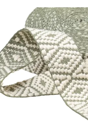 Sangle ethnique 38mm kaki clair/blanc au mètre Bon Marché