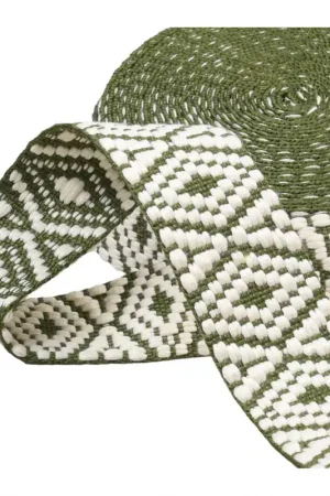Achat Immédiat Sangle ethnique 38mm vert kaki au mètre