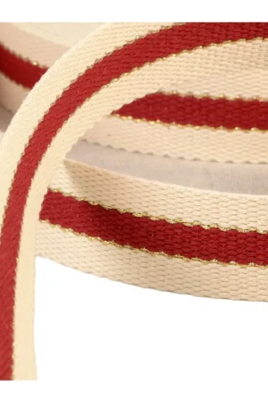 Sangle 3 bandes fil métal 100 % coton 30mm rouge bordeaux au mètre Acheter En Ligne