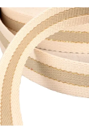 Sangle 3 bandes fil métal 100 % coton 30mm taupe au mètre Produit De Marque