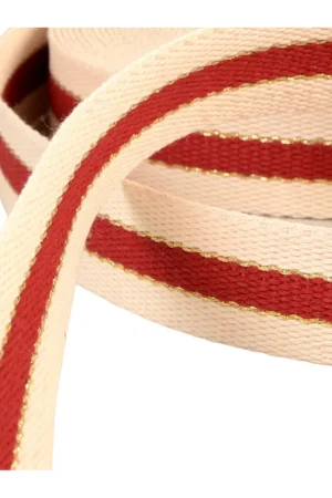 Original Sangle 3 bandes fil métal 100 % coton 30mm rouge au mètre