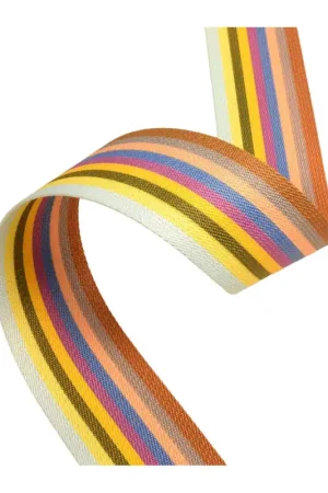 Satisfait Ou Remboursé Sangle à rayures / stripes jaune orange 40mm au mètre