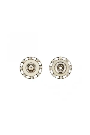 Lot de 6 boutonss pressions strass 24mm couleur ivoire Premium
