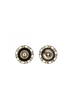 Lot de 6 boutonss pressions strass 24mm couleur noir et or Commander Maintenant