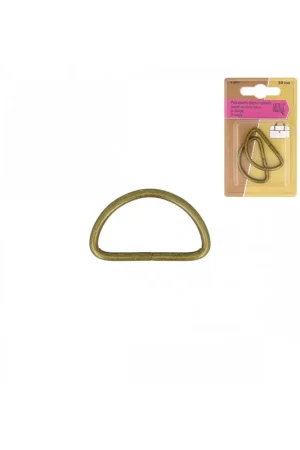 Pas Cher Lot de 2 passants demi-ronds or antique 30mm