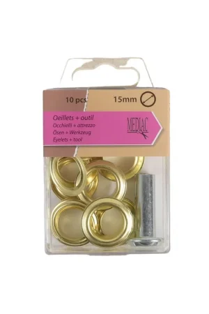 Artisanat Lot de 10 oeillets couleur or 15mm et outil
